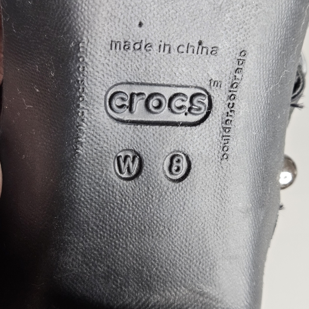 Crocs Cyprus IV 4 High Heel Sandals Women 8 Black Straps Slides Boho Comfort - Picture 8 of 11